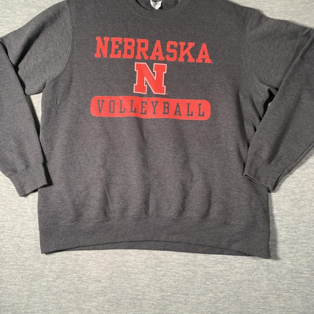 Nebraska Cornhuskers Sweatshirt Mens Large Gray NCAA Volleyball Port & Company - Picture 3 of 12